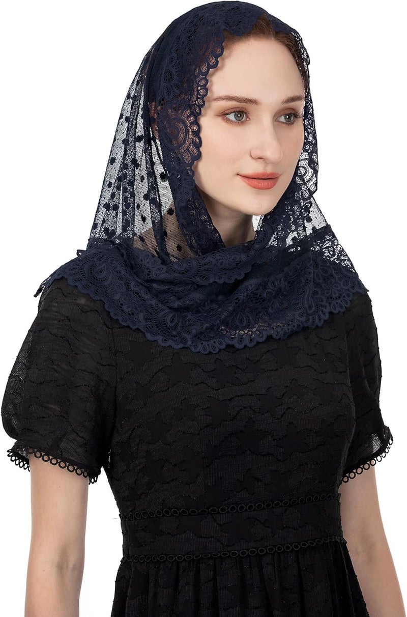 Wgior Triangle Vintage Inspired Lace Chapel Veils Catholic Mass Head Covering Scarf Mantilla Veils for Church - Image 4